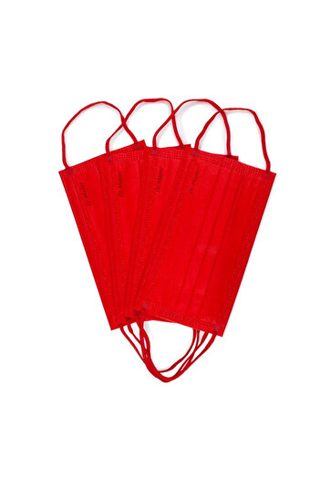 THK Set of 50 pieces Dr Mayer medical mask, 4 layers, 3 pleats, full color Red