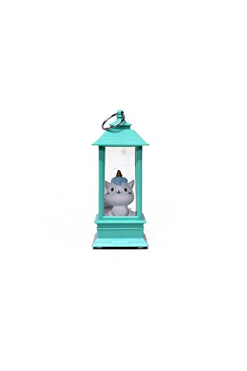 Kuzey Tacı Telefon Kulübesi İçinde Unicorn Sevimli Kedi Figürlü Gece Lambası Süs Vip