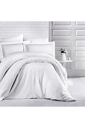 Casa Pucioasa Casa Pucioasa double bed linen, 6 pieces, Damask, thick cotton, with elastic, color White