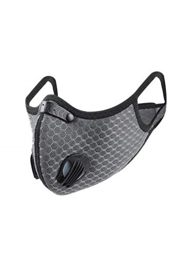 THK 2 Valve Sport Mask for Kids, with Carbon Filter, Grey