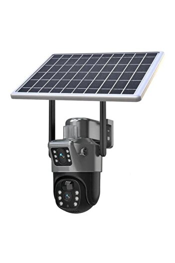 JRH Surveillance Camera with Solar Panel, Sim Slot, Dual Lens, 4K HD 8MP 4G, Motion Sensor
