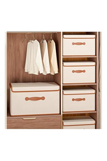 Generic 2 Pack Storage Bin with Lid Storage Boxes with PU Leather Handles PP Plastic Board Decorative Folda