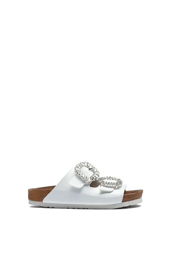 Raynok Women's Color Double Buckle Stone Comfortable Mold Orthopedic Slippers White