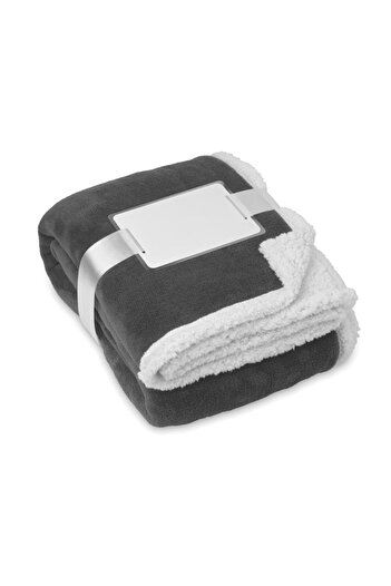 PARUNIV Soft wool blanket lined with sherpa/fleece, warm, 120 x 150 cm, Gray and White
