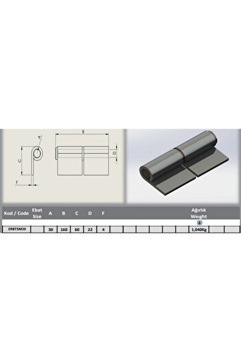 Erbek Ø30Mm Single Sheet Blade Shaft Hinge