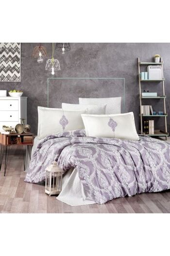 Ralex Premium Bedding Set Lux Satin 100% Cotton, 4 Pieces, King Size, Sheet 240 x 260 cm, Duvet 200 x 220