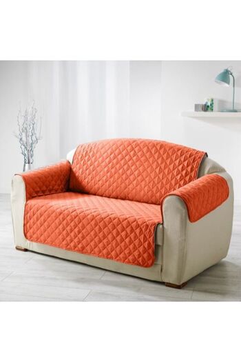 Ralex Husa canapea 2 locuri tip cuvertura matlasata 130 x 205 cm cu laterale, reversibila, Rosu Corai