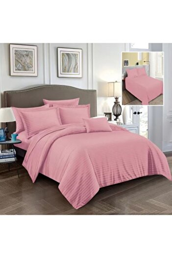 Ralex Double Bed Linen Set 6 Pieces Damask Polycotton, Sheet 230 x 250 cm, Duvet 200 x 230 cm, Pillowcases