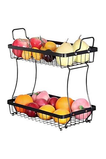 Generic ECVV®2 Tier Fruit Basket for Kitchen Countertop | Detachable Metal Storage Organizer Rack for Veget