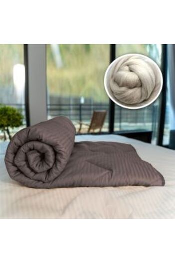 Ralex Quilted Wool Winter Comforter with Damask Cotton Face 100% Linear 160 x 210 cm, Brown