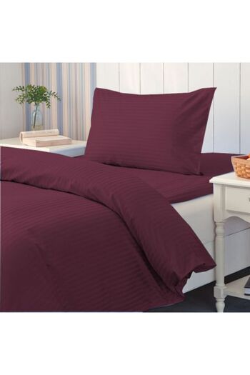 HomePuls Bed Linen Set with Elastic for Sheet Damask Polycotton Stripe 1 cm, Mattress 80 x 200 cm, Duvet Cove