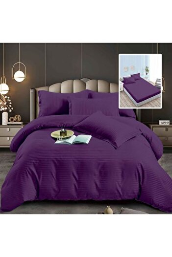 Ralex Double Bed Linen 6-piece Damask Polycotton, with Mattress Cover 160x200 or 180x200 cm, Duvet 200x230