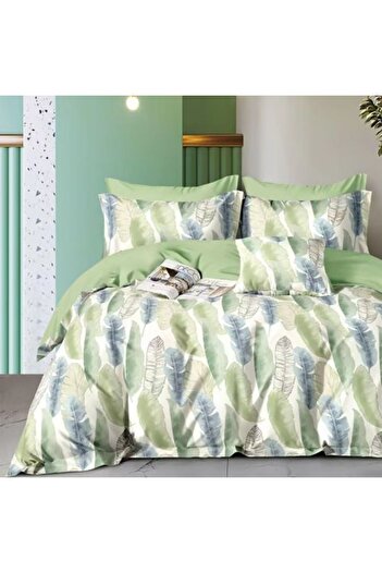 Ralex Double Bed Linen Percale Printed Cotton 100%, 4 Pieces, Sheet 240 x 260 cm, Quilt 200 x 230 cm, 2 Pi