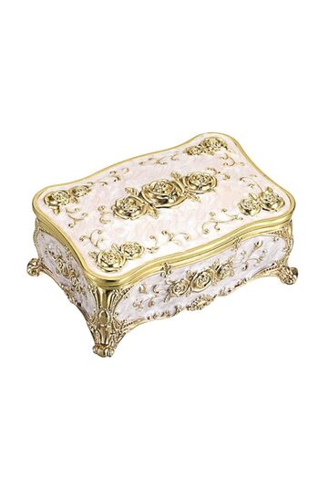Generic Hipiwe Metal Jewelry Box with Rose Pattern - Vintage Gold Trinket Organizer Box with Magnetic Latch
