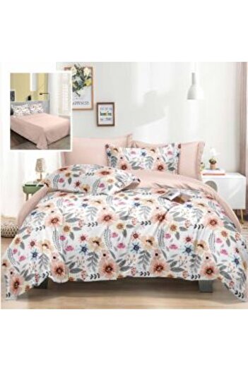 RALEX PUCIOASA Double Bed Linen Finet Cotton Elegance 6 pieces with floral patterns, Pink, Ralex Pucioasa