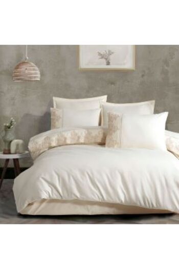 Clasy Ranforce Boutique Cotton Double Bed Linen 4 Pieces, Cream ORSELA V 2