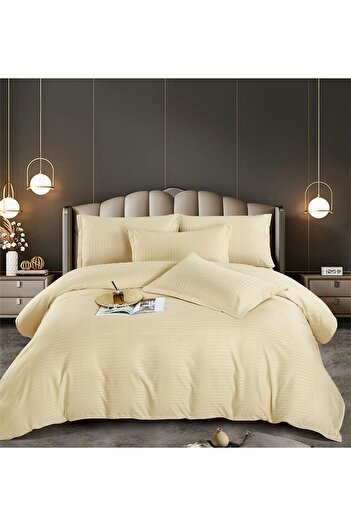 FIONNA.RO Satin Damask Bed Linen With Elastic - Cream