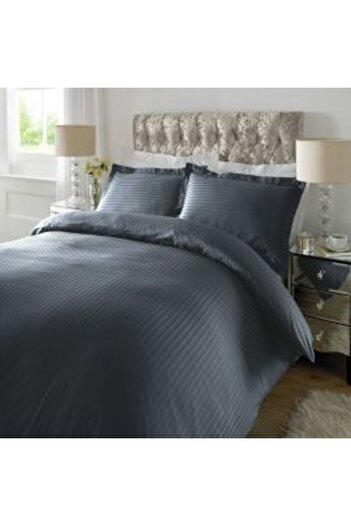 HomePuls Double king size bed linen Damask Polycotton stripe 1 cm, 4 pieces, bed sheet 230 x 260 cm, duvet co