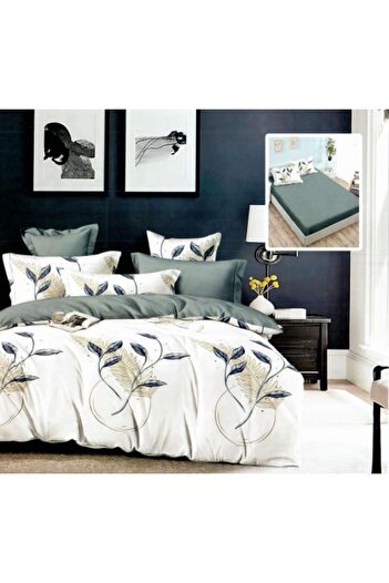 Ralex Double Bed Linen Finet Cotton 6 Pieces with Mattress Cover 160 x 200 or 180 x 200 cm, Quilt 200 x 23