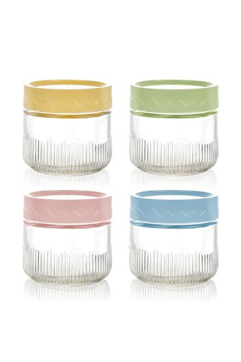 Generic 250ML/8Oz Overnight Oats Containers with Lids, 4pcs Glass Storage Canister with Airtight Lids, Wide