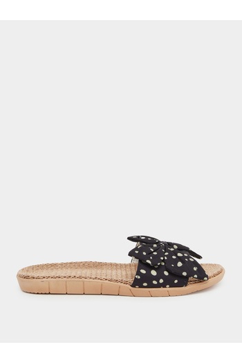 Take Two By Styli Polka Dot Print Bow Detail Flat Sandals