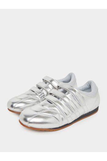 Styli Silver Metallic PU Flat Sneakers