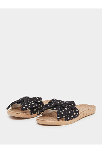 Take Two By Styli Polka Dot Print Bow Detail Flat Sandals