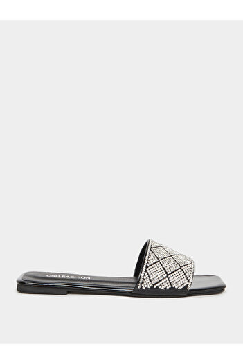 Take Two By Styli Rhinestone Embellished Vamp Flat Sandals