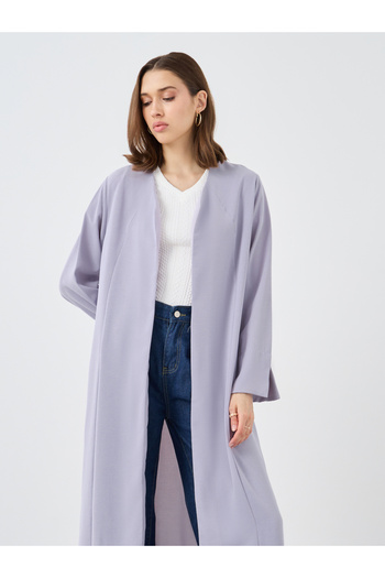 Styli Solid Front Open Kimono with Slit Sleeves