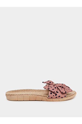 Take Two By Styli Polka Dot Print Bow Detail Flat Sandals