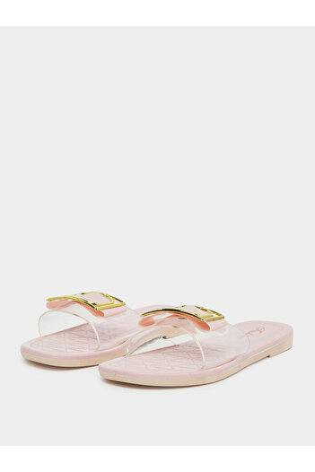 Take Two By Styli Buckle Decoration Transparent Vamp Flat Sandals