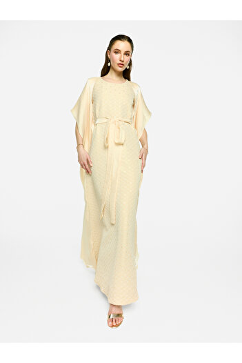 House of Moda By Styli Embellished Kimono Sleeve Belted Maxi Dress