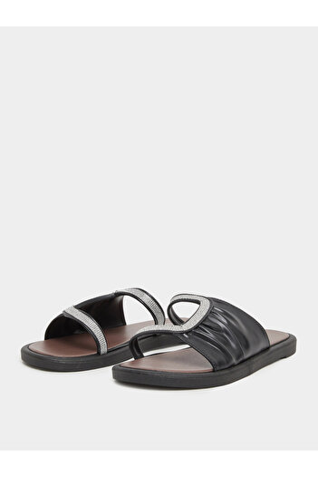 Take Two By Styli Rhinestone Embellished Side Cut Out Vamp Flat Sandals