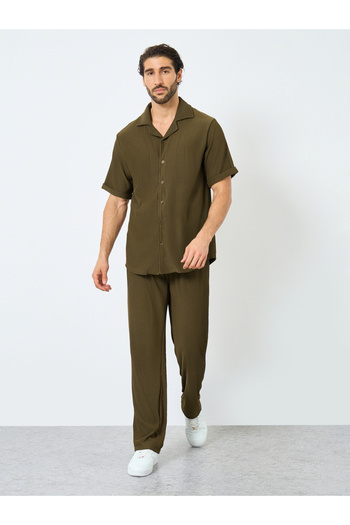Styli Textured Ribbed Knit Relaxed Fit Shirt and Pants Co-Ords