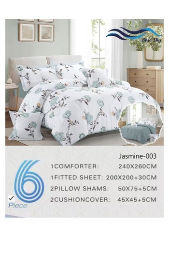 smart home Premium Double bedspread made of 100% microfiber, reversible bed cover, 6-piece set, 260x240cm
