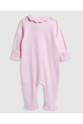 R&B Embroidered Sleepsuit with Baby Collar and Long Sleeves