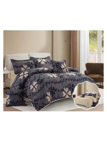 smart home Premium Double bedspread made of 100% microfiber, reversible bed cover, 6-piece set, 260x240cm
