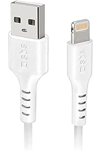 SBS USB 2.0 to Apple Lightning C-89 Data Cable, 1 Meter, White