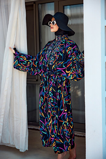 Remsa Mayo Remsa Single Kaftan Kimono Pareo on Hijab Swimsuit Black04 Rp035 Rain