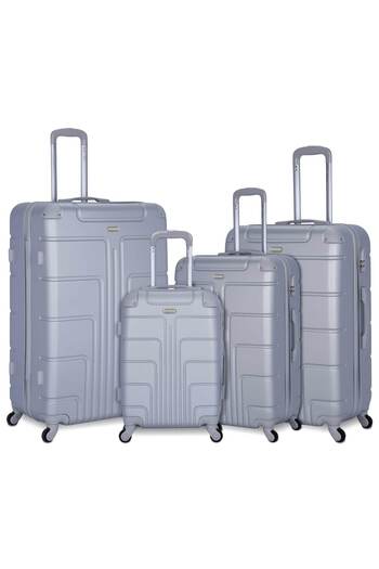 Senator Travel Bags Suitcase A1012 4 Pcs Hard Casing Trolley Luggage Set Silver
