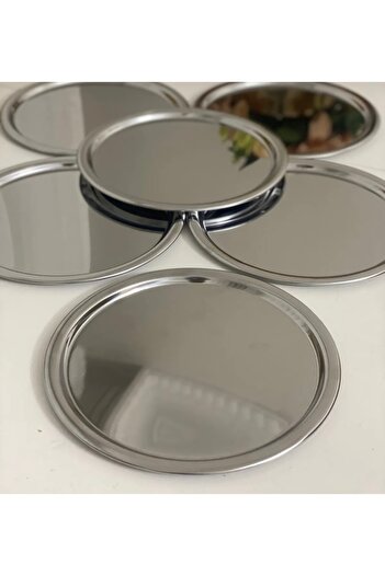 SEVA ÇELİK Decorative Stainless Steel 6 Piece Round Model Serving Tray Luxury Presentation