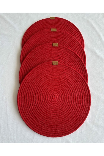 HHKARTS Round Placemat, Table Decor Supla Red 33cm Set of 4