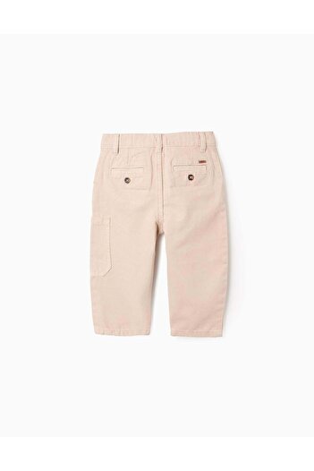 Ziddy Cotton Cargo Trousers for Baby Boys, Beige