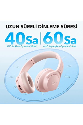 Anker Soundcore Q20i Kulak Üstü Bluetooth Kulaklık - Pembe