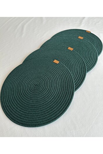 HHKARTS Round Placemat, Table Decor Placemat Dark Green 33cm Set of 4
