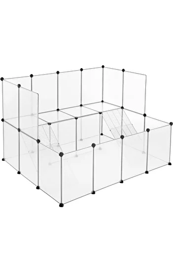 SONGMICS Cușcă modulară pentru animale mici, din plastic, 143x108x92cm, albă