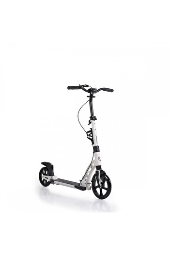 byox Aluminum folding scooter with adjustable height and handbrake Contrast White