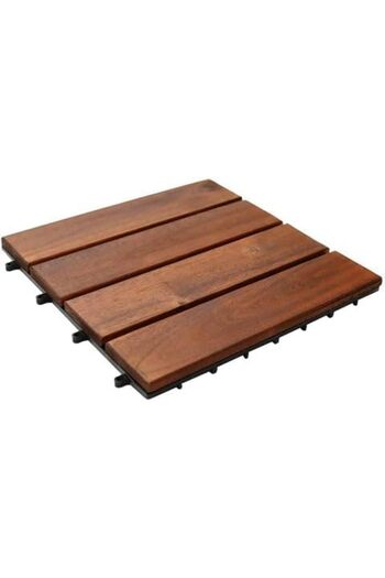 Generic JMK - Outdoor Interlocking Deck Tiles, Wood-Look, Brown, 1 Box, 11 Pic (1 Square Meter)