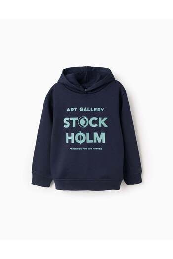Ziddy Hooded Brushed Sweatshirt for Boys 'Stockholm', Dark Blue