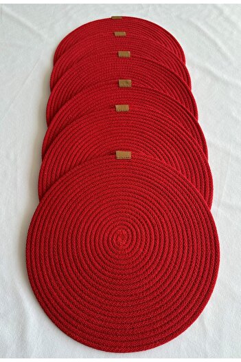 HHKARTS Round Placemat, Table Decor Supla Red 33cm Set of 6
